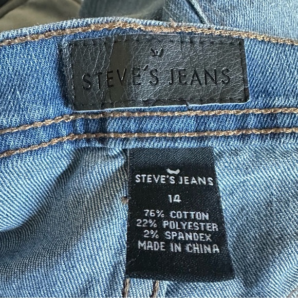 Steve's Jeans Cotton Medium Wash Moto Style Stretch Straight Leg Women Size 14 - Picture 3 of 9